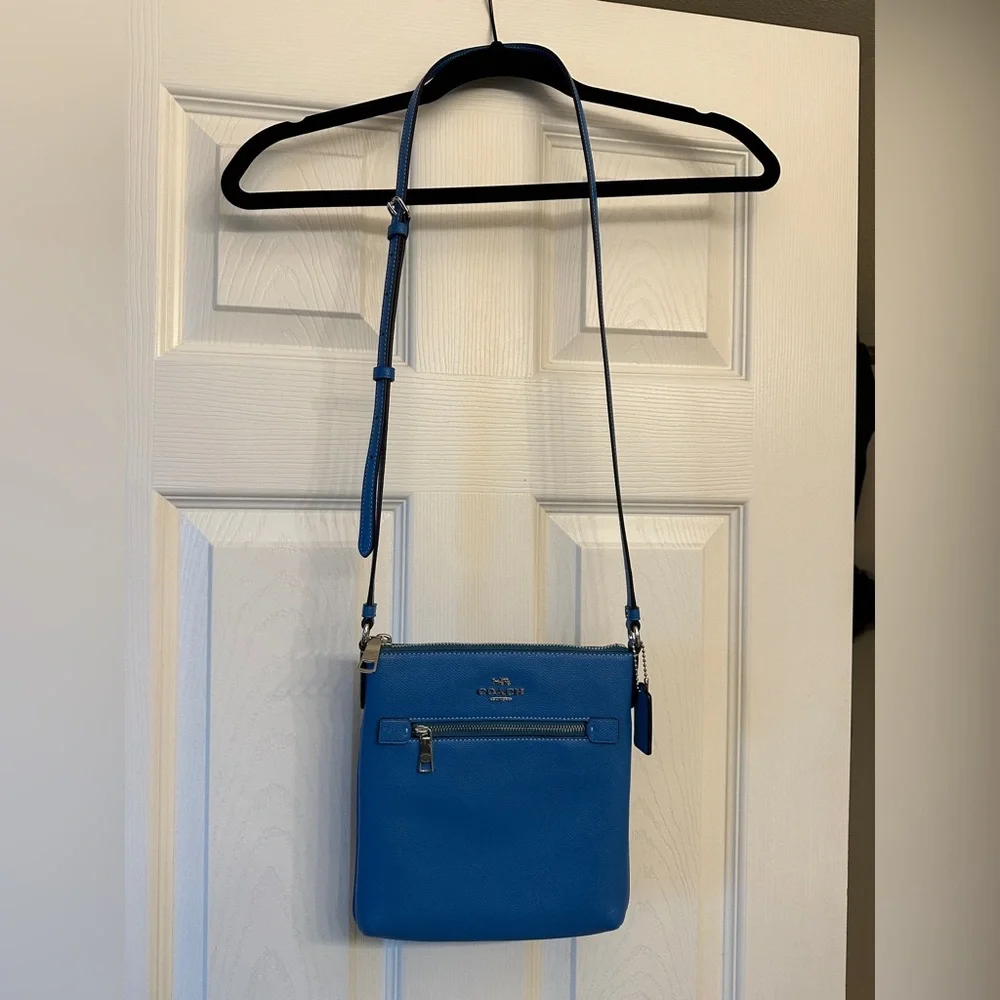 Coach Blue Crossbody Bag with Gold Hardware